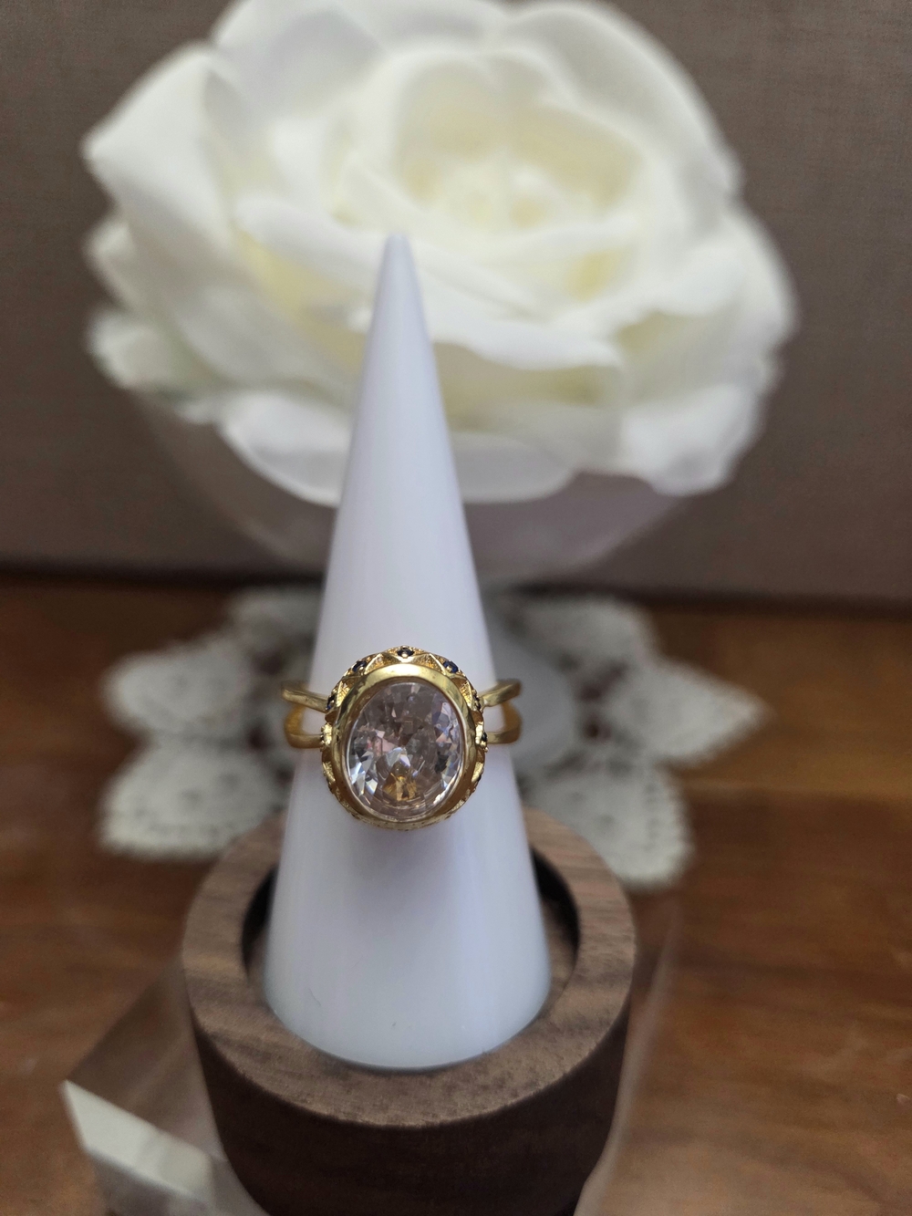 BP Gold-Tone Oval Clear CZ Stone Ring